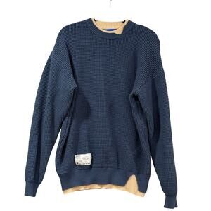Aelfric Eden Waffle Knit Men's XL Faux Layered Pullover Sweater Streetwear Boxy
